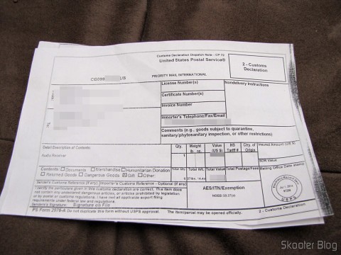 Invoice da Amazon com o Yamaha RX-V675 7.2 Channel Network AV Receiver with Airplay