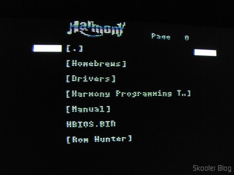 Tela do Harmony Cartridge - O cartucho com memória flash para o Atari 2600