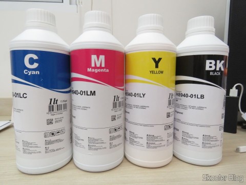 Tintas Inktec para cartuchos HP 940, 940XL, 942XL, 950 e 950XL: H8940-01LC, H8940-01LM, H8940-01LY, e H8940-01LB