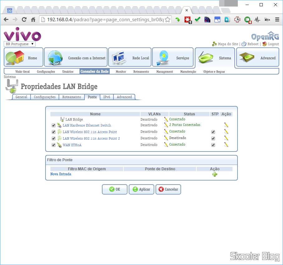 Modem Vivo WiFi em Modo Bridge DM2270 ADSL 2FT + 2I Askey RTA9211W (RTL8676) 2Port