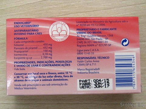 Embalagem do Endogard Cães 30kg