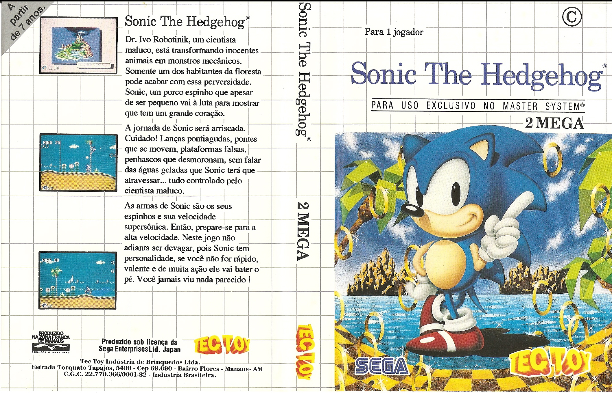 Jogo Master System SONIC The Hedgehog 2 Tec Toy Original Raro Funciona