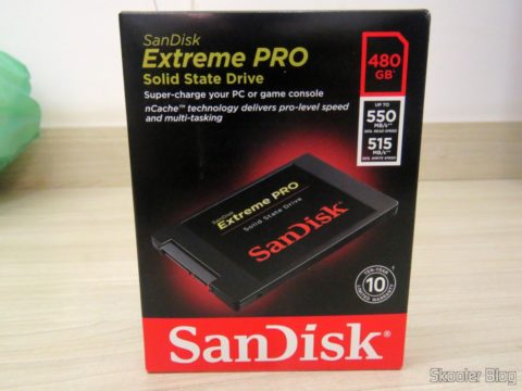 SSD Sandisk Extreme PRO 480GB, em sua embalagem