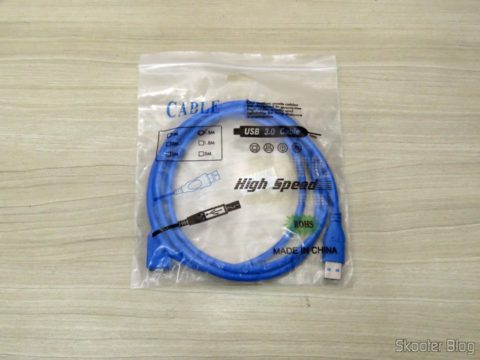 Cabo de Extensão USB 3.0 Macho para Fêmea, em sua embalagem