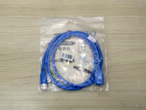 Cabo de Extensão USB 3.0 Macho para Fêmea, em sua embalagem