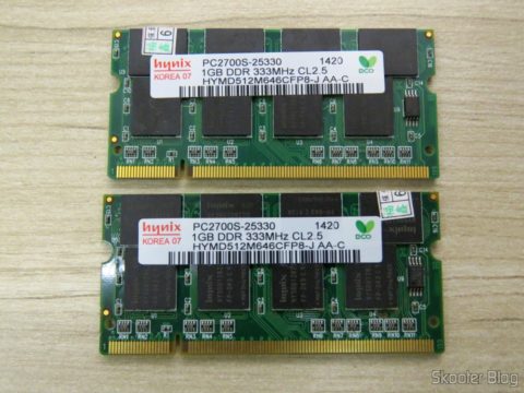 Módulos de Memória Hynix 2GB (2x1GB) DDR PC2700 333MHz para Laptop