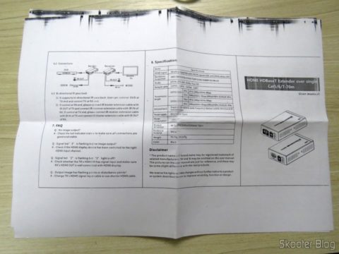 Manual de Instruções do 2º Extensor HDMI Lenkeng LKV375 HDBaseT por Par Trançado Único