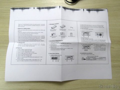 Manual de Instruções do 2º Extensor HDMI Lenkeng LKV375 HDBaseT por Par Trançado Único