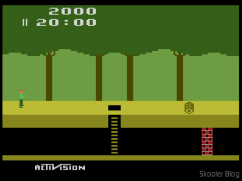 Screenshot do Pitfall no emulador Stella