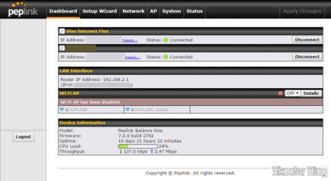 Dashboard no Peplink Balance One