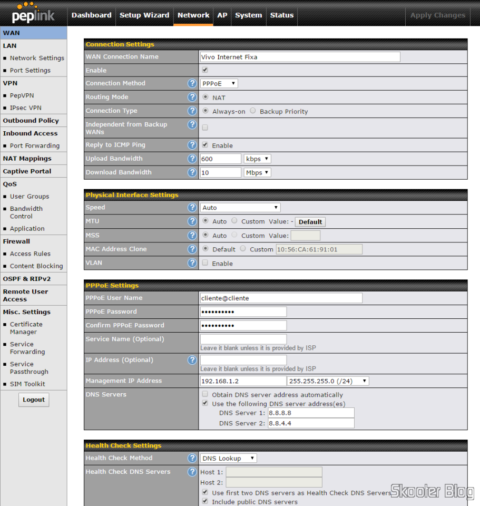 Configurando Conexão no Peplink Balance One