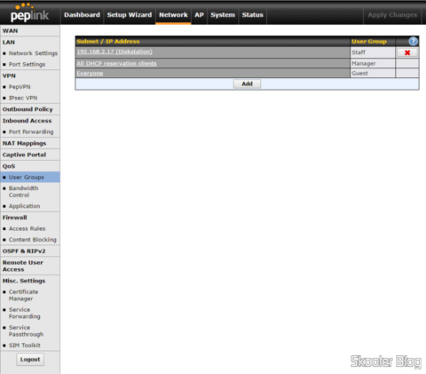 Atribuindo equipamentos à grupos no QoS do Peplink Balance One