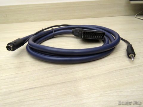 Cabo SCART RGB para Atari 2600 e Nintendo (NES) - DIN 8 pinos + P2 Stereo c/ upgrade para Mini-Coaxial