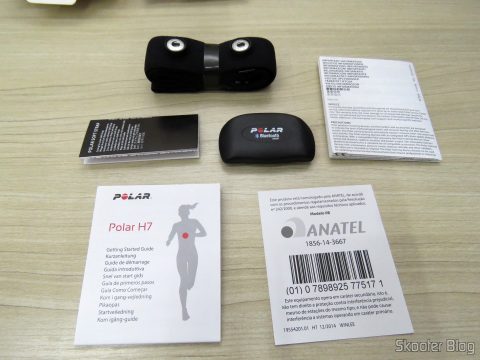 Sensor de Frequência Cardíaca Polar H7, folhetos e acessórios