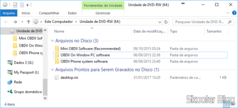 Mini CD com softwares que acompanha o Mini ELM327 V2.1 OBD2 Bluetooth