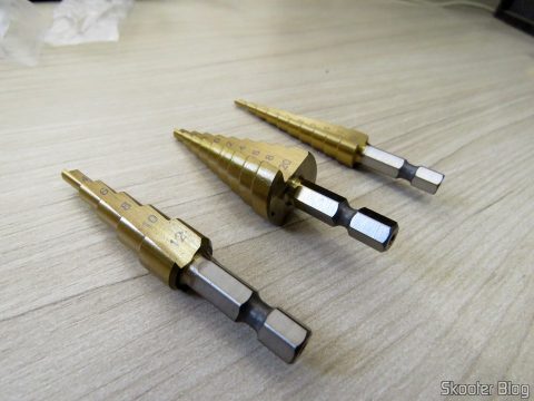 As 3 Brocas Escalonadas 3-12mm, 4-12mm e 4-20mm de Titânio 