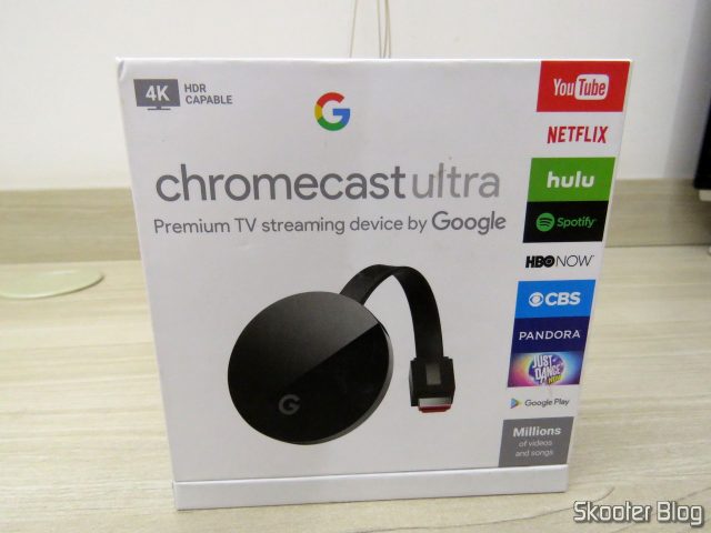 Chromecast Ultra, em sua embalagem.