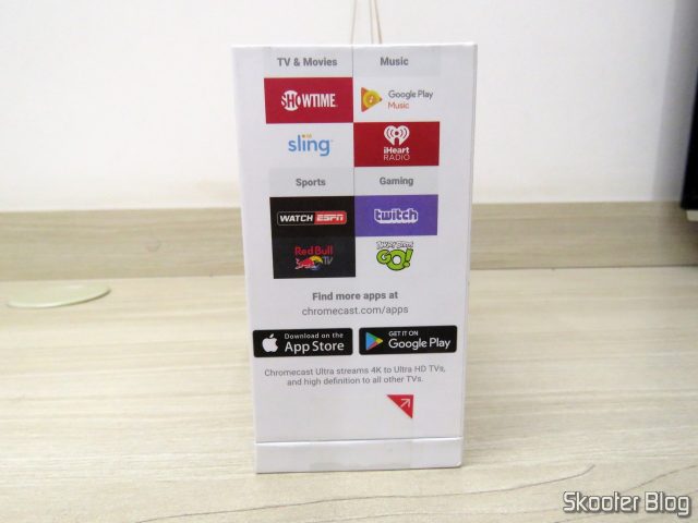 Chromecast Ultra, em sua embalagem.