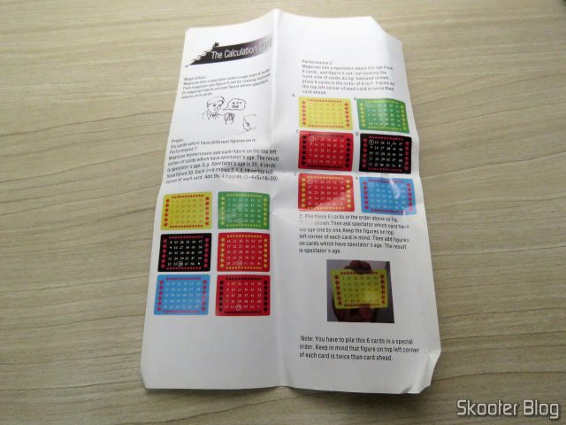 As instruções para realizar o truque do jogo de cartas.