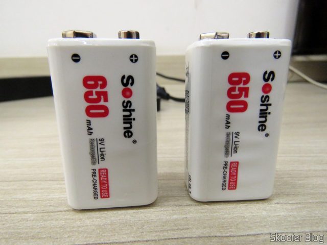 3ª e 4ª Baterias Soshine 9V 6F22 650mAh Recarregáveis Li-Ion.