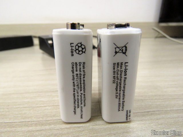 3ª e 4ª Baterias Soshine 9V 6F22 650mAh Recarregáveis Li-Ion.
