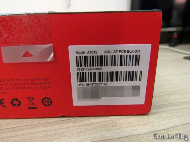Embalagem do Smart Watch Xiaomi Huami Amazfit Pace modelo A1612.