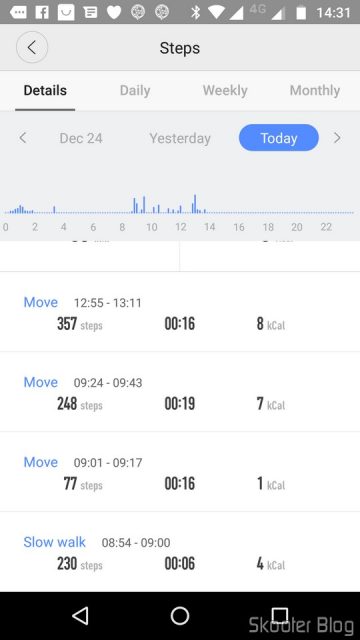 Amazfit Watch: informações sobre passos.