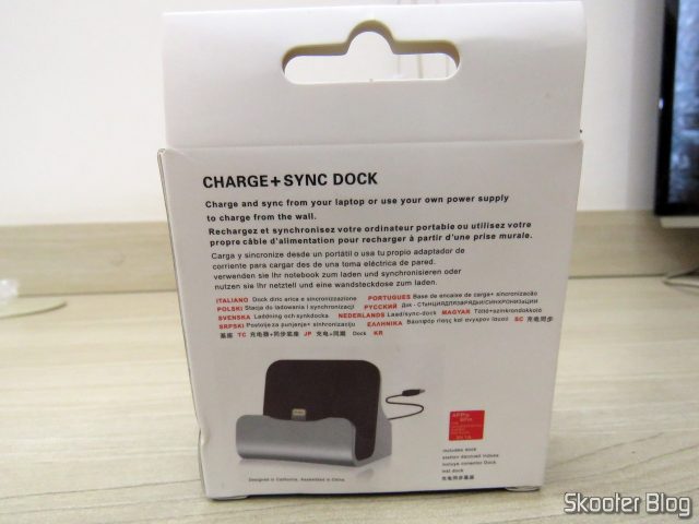 Dockstation para iPhone 7, 6S, 6, 5S, 5C, 5, SE para dados e carga, em sua embalagem.