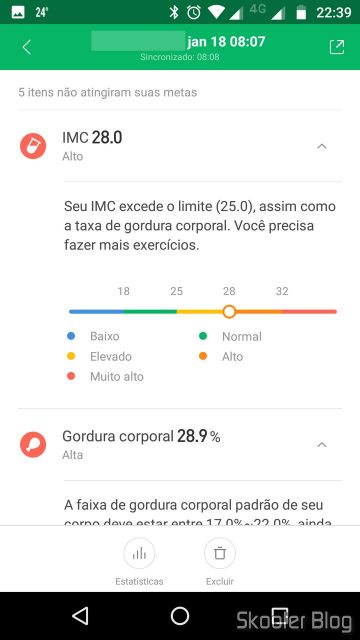 Mi Fit: IMC.