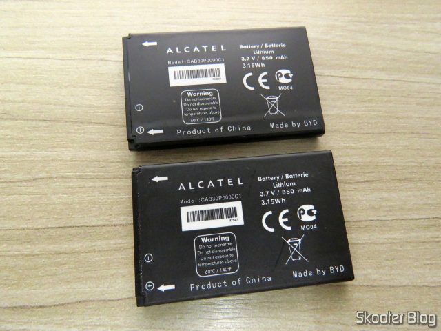 Bateria Alcatel CAB30P0000C1: a nova e a que veio com meu telefone.