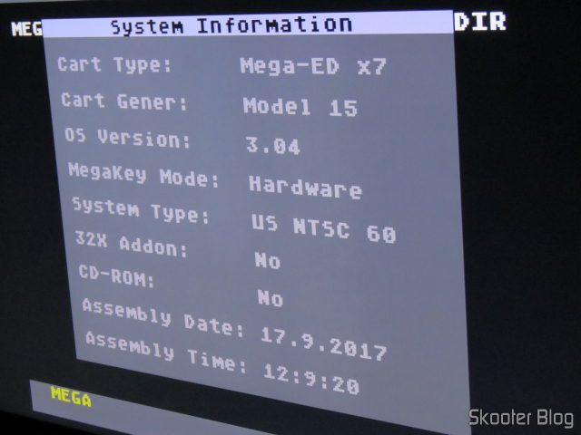 Informações do sistema no Mega EverDrive X7 - Deluxe Edition.