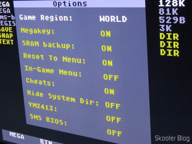 Opções no Mega EverDrive X7 - Deluxe Edition.