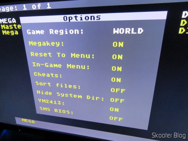Opções no Mega EverDrive X7 - Deluxe Edition.