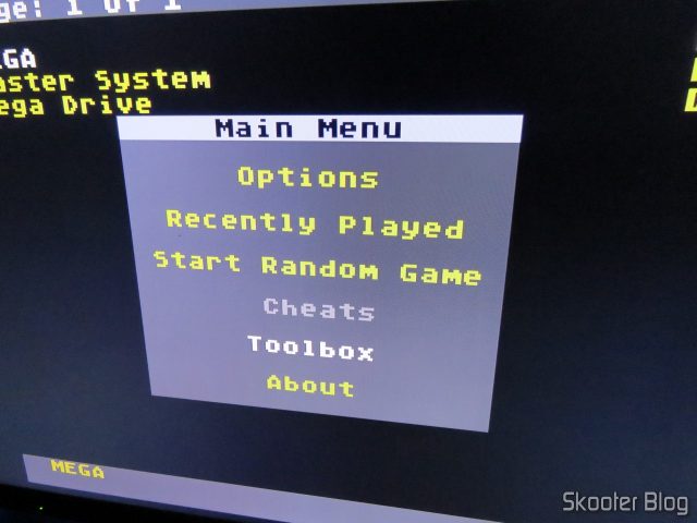 Menu no Mega EverDrive X7 - Deluxe Edition.