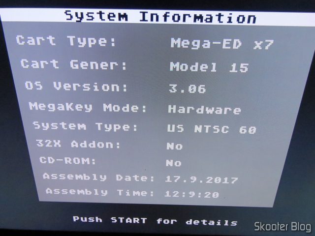 Informações do sistema no Mega EverDrive X7 - Deluxe Edition.