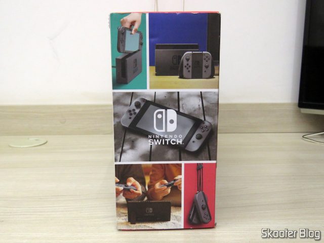 Nintendo Switch, em sua embalagem.