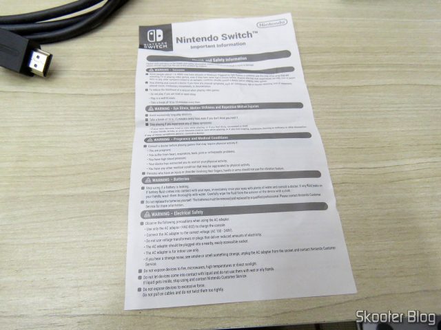 Folheto de Instruções do Nintendo Switch.