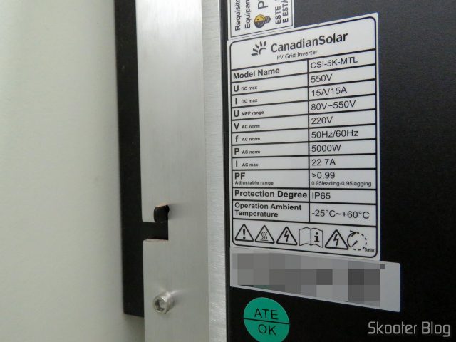 A ficha técnica do Inversor da Canadian Solar.