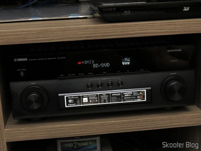 Receiver Yamaha Aventage RX-A870, identificando a fonte: Minix Neo U1.