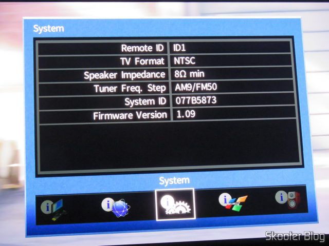 Informações de Sistema do Receiver Yamaha Aventage RX-A870.