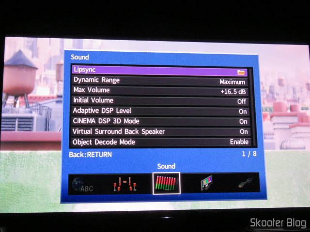 Configurações de Som do RX-A870.