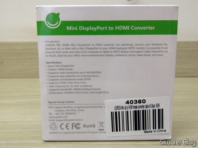 Caixa do Adaptador de Mini DisplayPort para HDMI Ugreen.