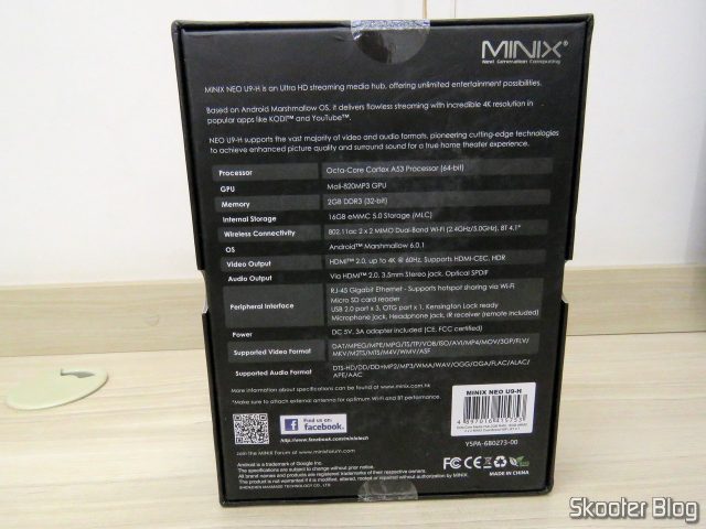 Traseira da caixa do Minix NEO U9-H.
