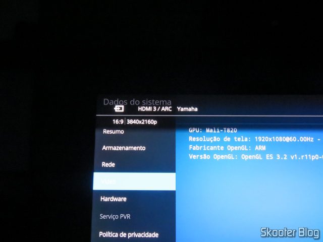 Kodi em funcionamento no Minix NEO U9-H.