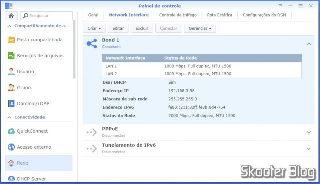 DS918+ configurado para agregação de portas LAN.