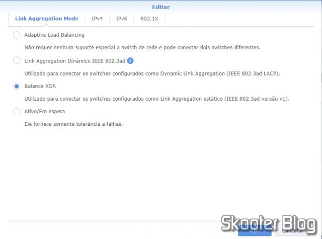 DS918+ configurado para agregação de portas LAN.