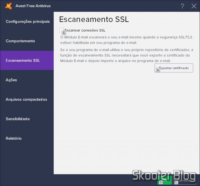 Configuração de Escaneamento SSL no Avast.
