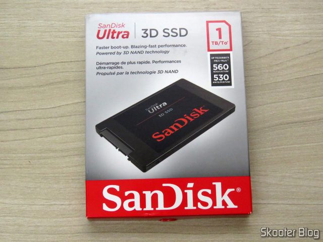 SanDisk 1TB Ultra 3D NAND SATA III SSD - 2.5-inch Solid State Drive - SDSSDH3-1T00-G25, em sua embalagem.