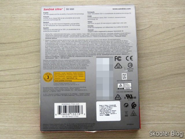 SanDisk 1TB Ultra 3D NAND SATA III SSD - 2.5-inch Solid State Drive - SDSSDH3-1T00-G25, em sua embalagem.