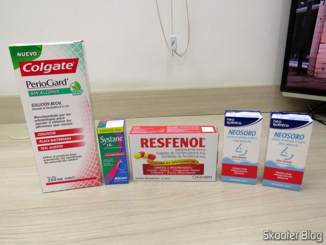 Periogard, Systane, Resfenol e 2 Neosoro.